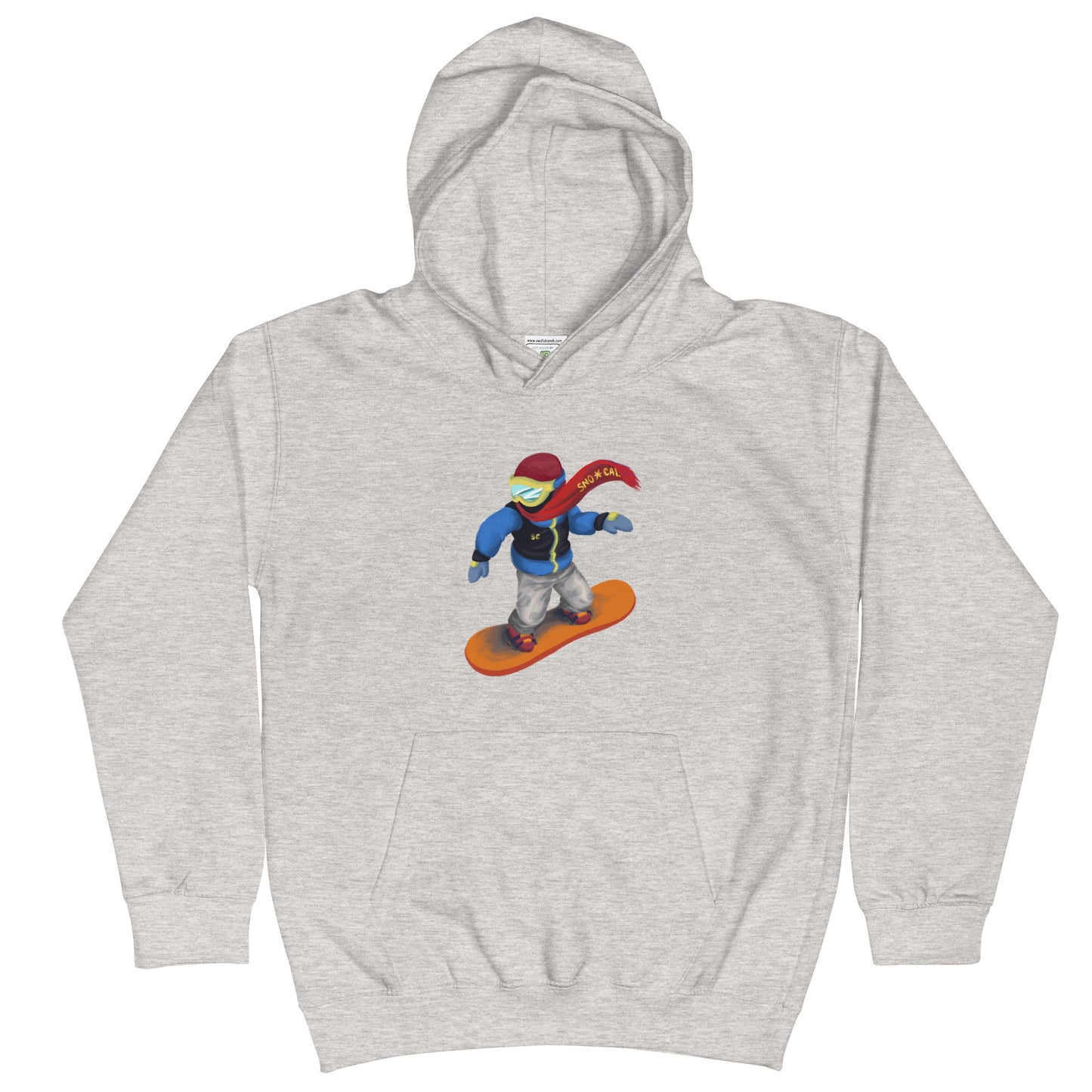 kids gray snowboard emoji hoodie