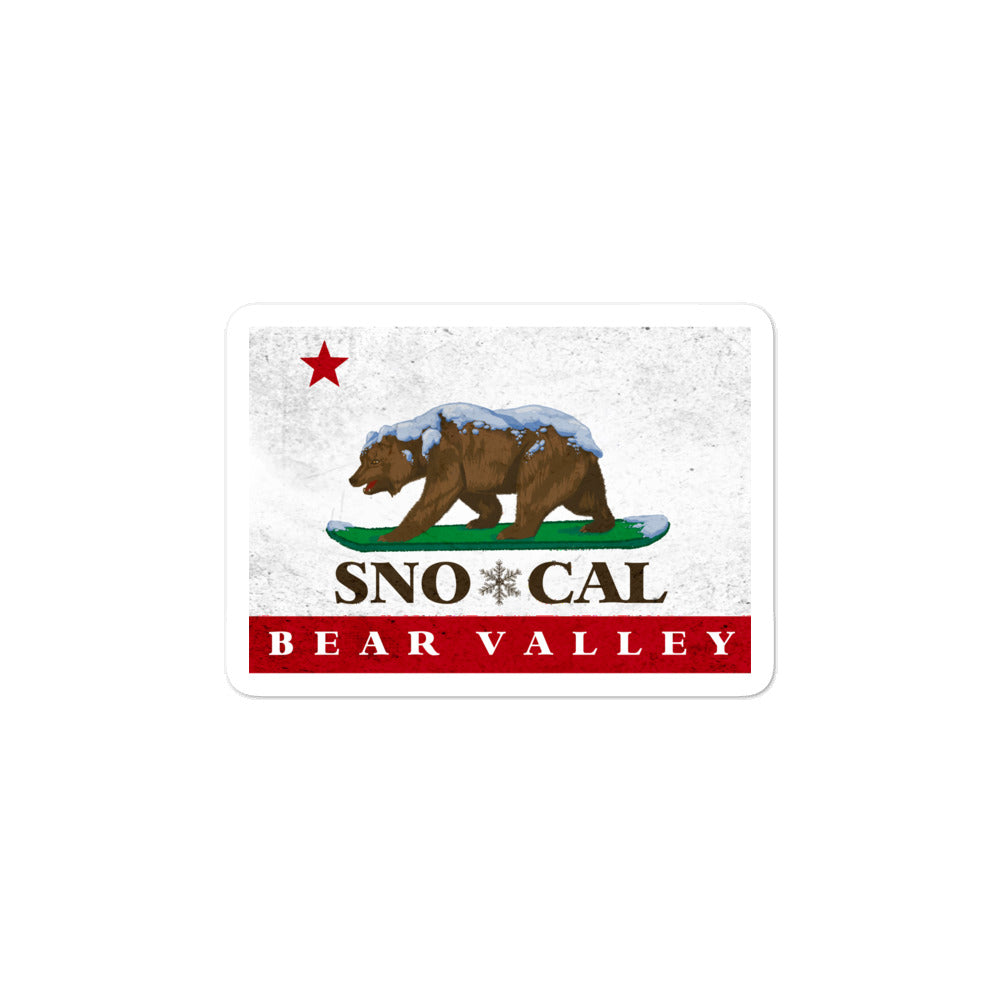 CA Flag Bear Valley sticker - Sno Cal
