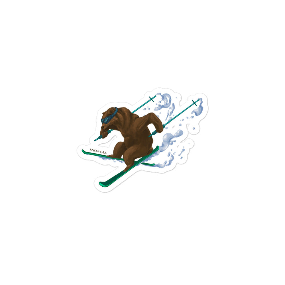 CA grizzly skiing sticker - Sno Cal