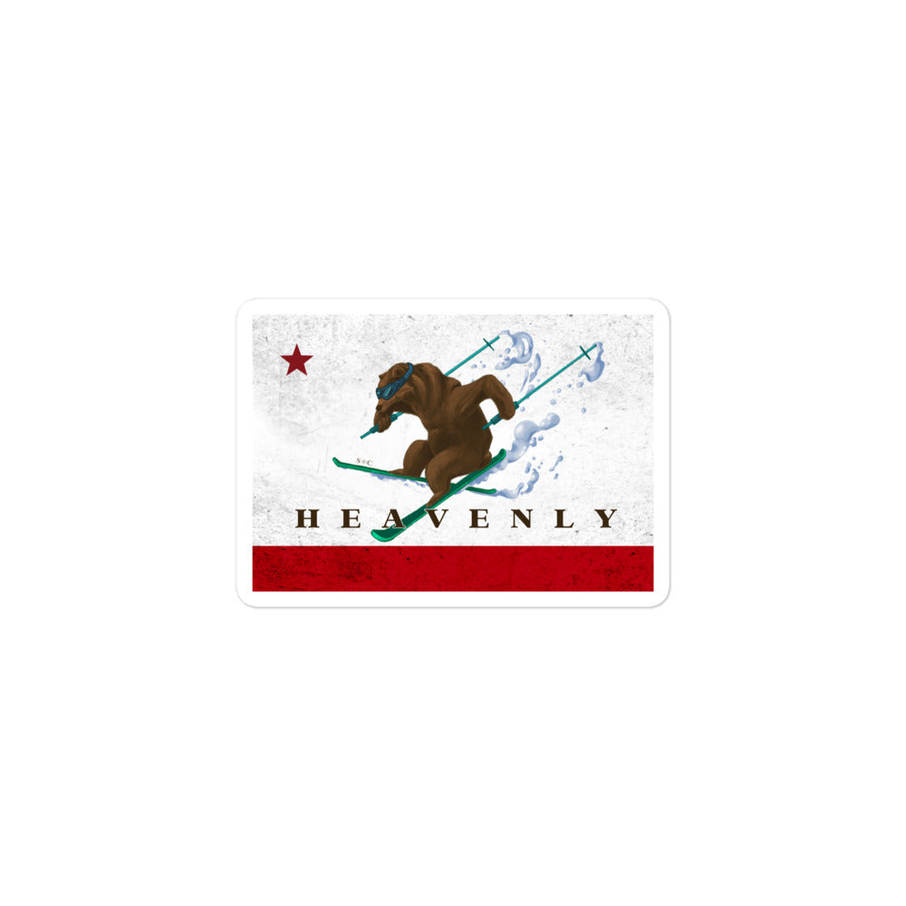 Heavenly CA Grizzly Bear Skiing Sticker - Sno Cal