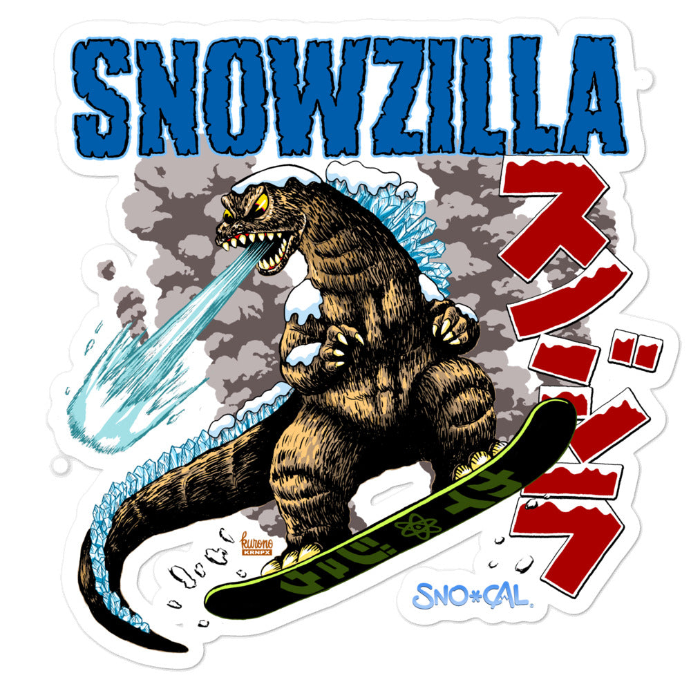 Snowzilla snowboard sticker - Sno Cal