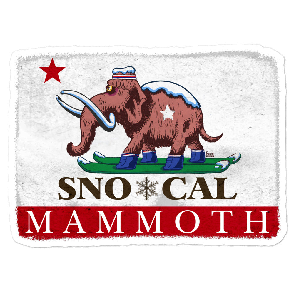 Wally the Woolly Mammoth CA Flag Sticker - Sno Cal