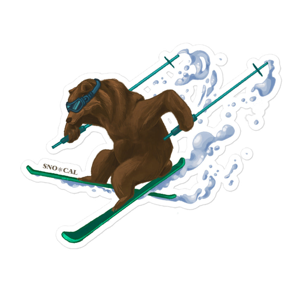 CA grizzly skiing sticker - Sno Cal
