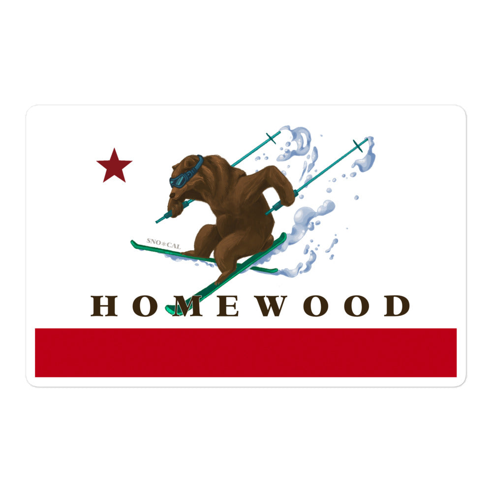 Homewood CA flag ski sticker