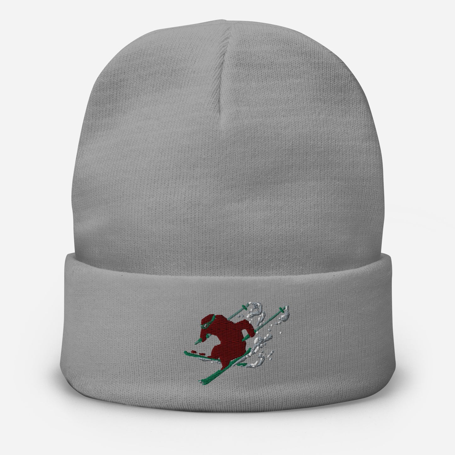 Goldie the Grizzly Skiing Embroidered Beanie