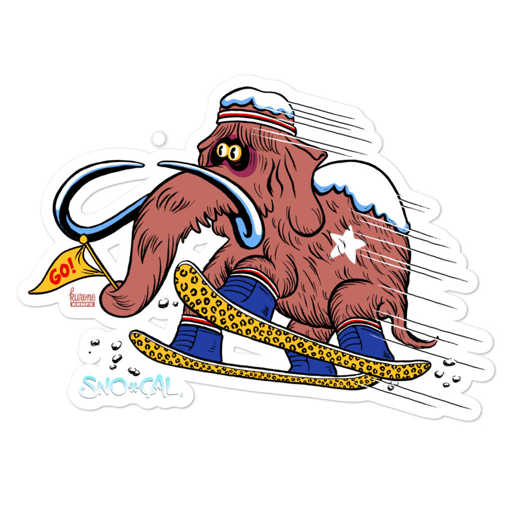 Wally the Woolly Mammoth snowboard sticker - Sno Cal
