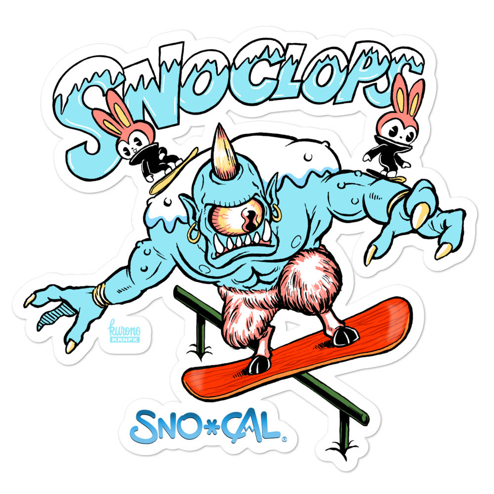 SnoClops railslide sticker - Sno Cal