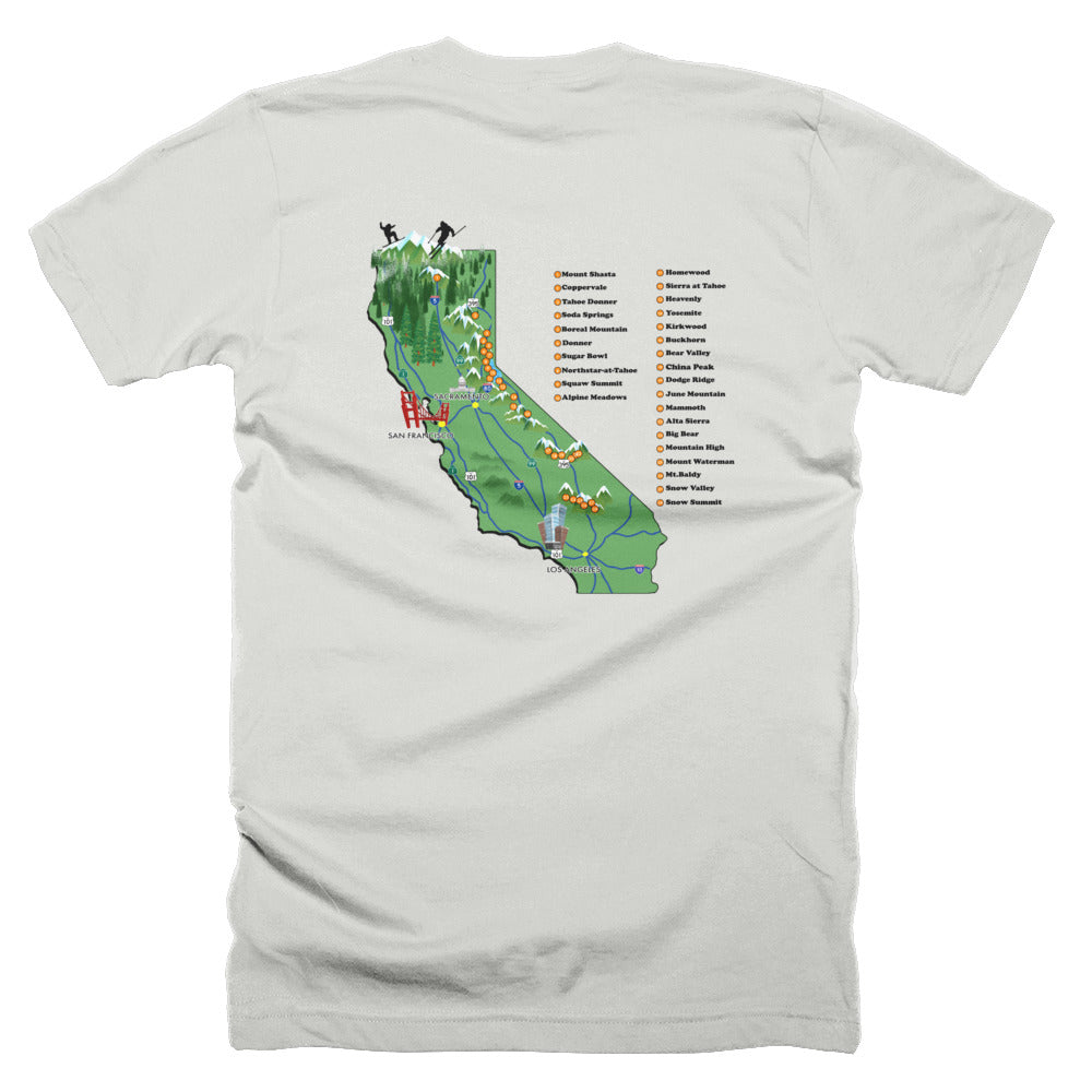 Sno Cal® ski mountain map shirt - Sno Cal