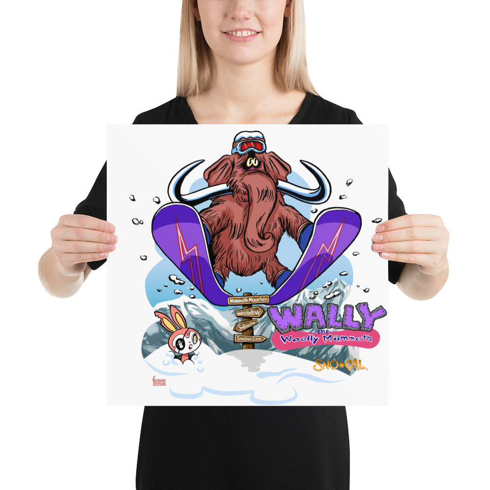 Wally the Woolly Mammoth snowboard poster - Sno Cal