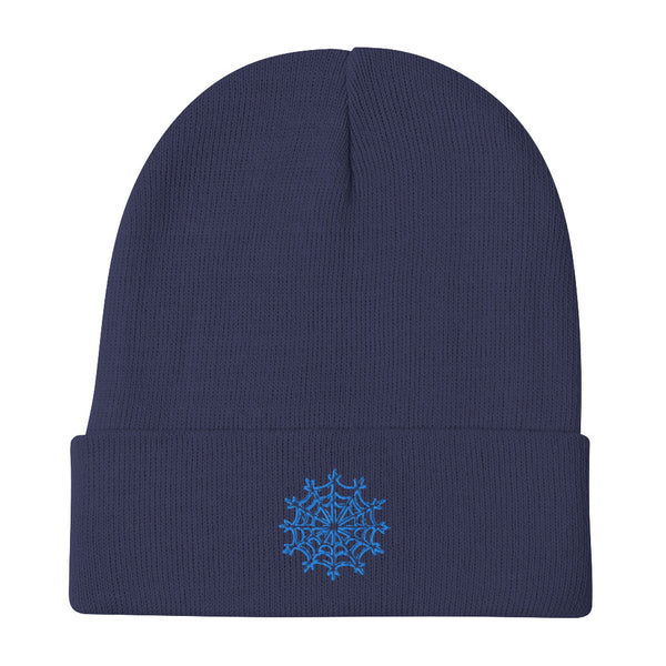 White & Ice Blue snowflake web beanie - Sno Cal