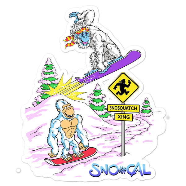 Snosquatch Crossing snowboard sticker - Sno Cal