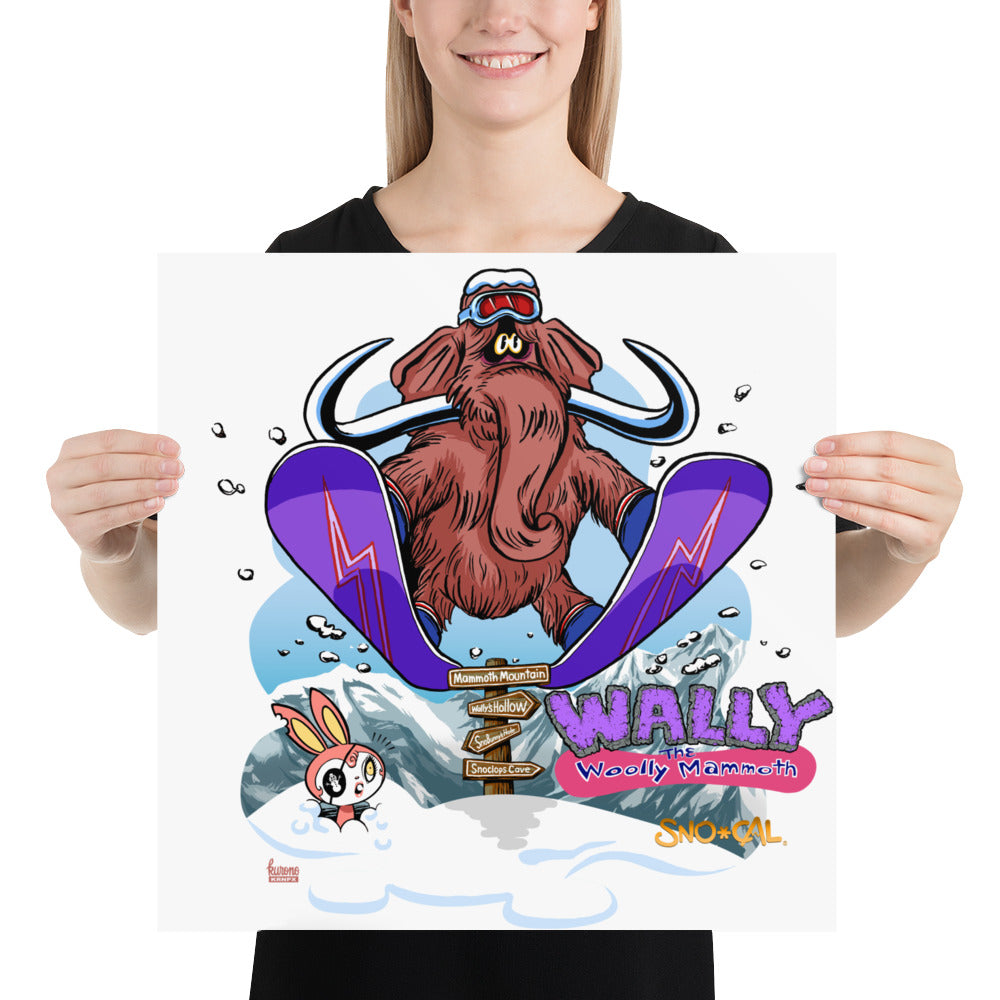 Wally the Woolly Mammoth snowboard poster - Sno Cal