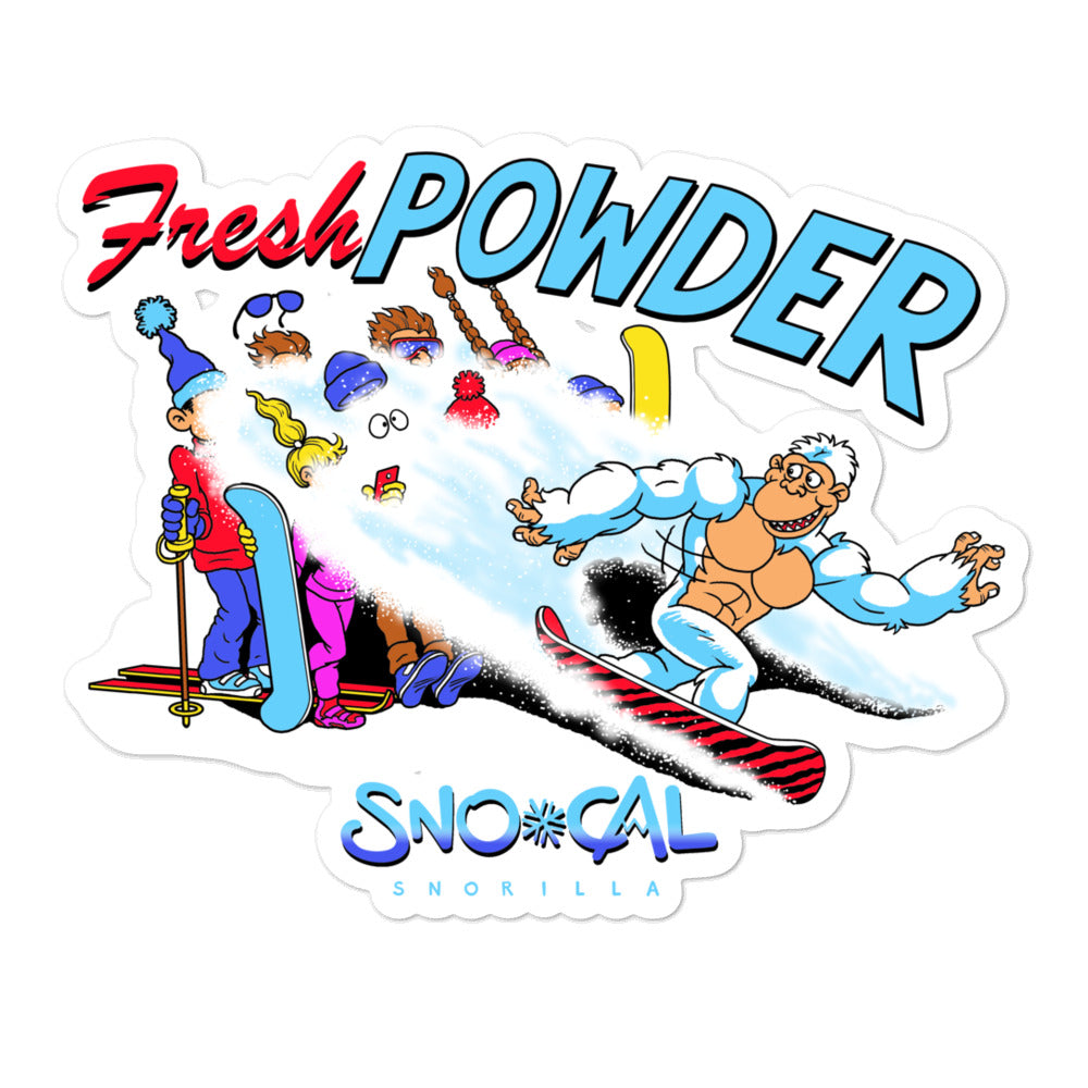 Snorilla Fresh Powder snowboard sticker - Sno Cal