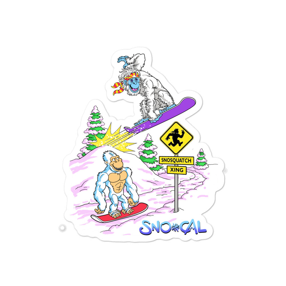 Snosquatch Crossing snowboard sticker - Sno Cal