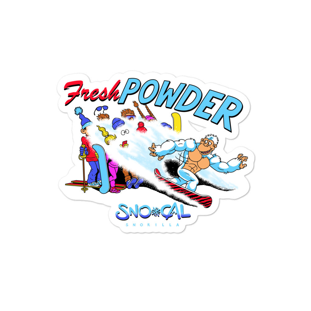 Snorilla Fresh Powder snowboard sticker - Sno Cal