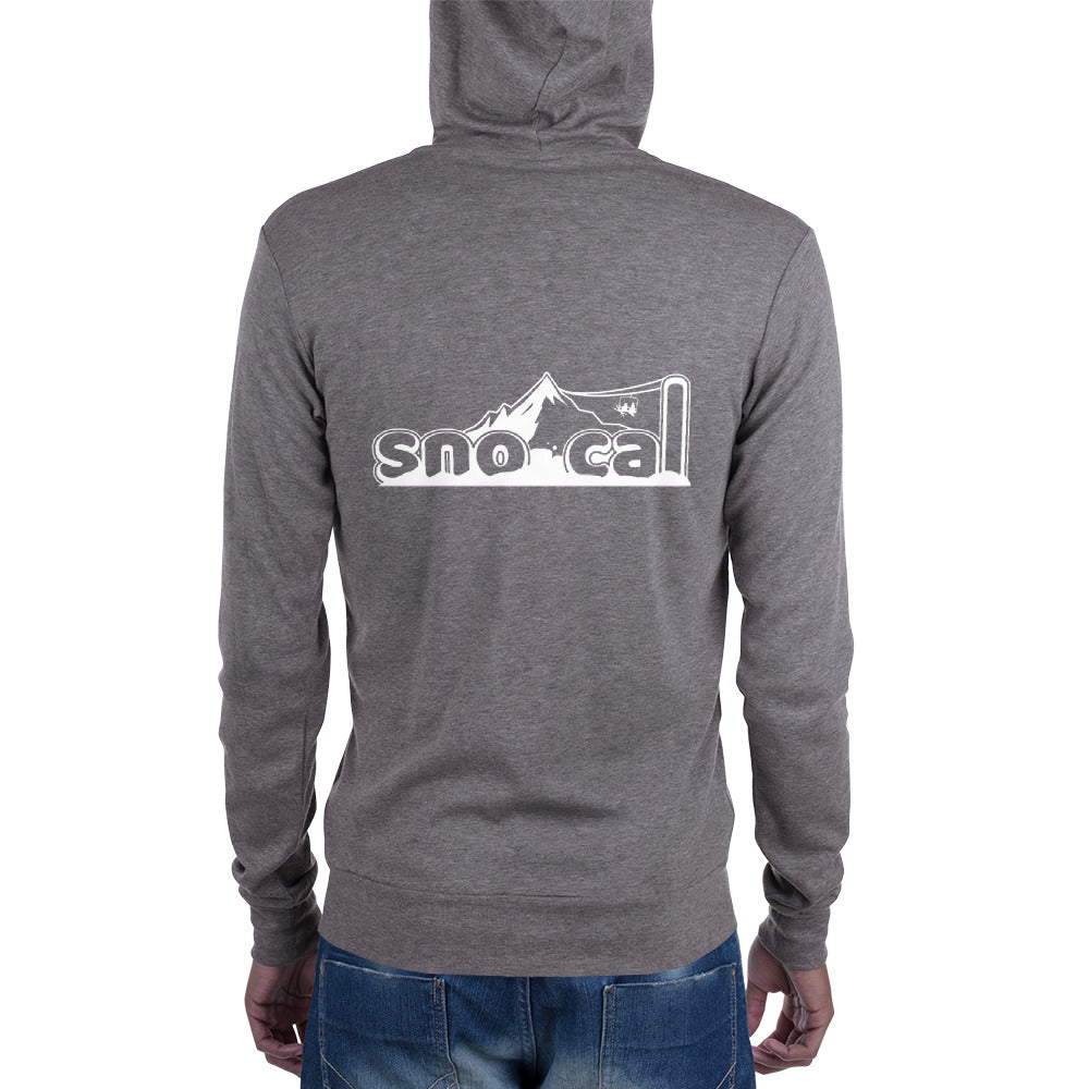 Sno Cal™ Unisex zip lightweight hoodie with black lettering logo - Sno Cal