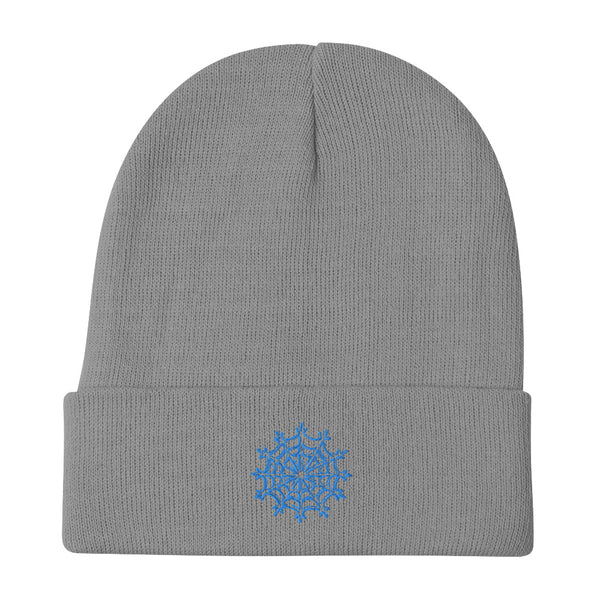 White & Ice Blue snowflake web beanie - Sno Cal