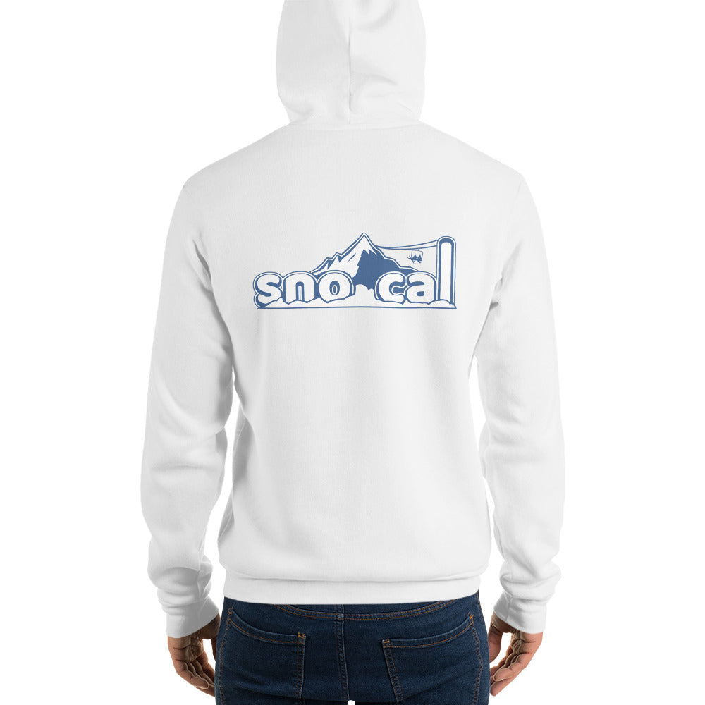 Sno Cal™ White Unisex hoodie with blue & white lettering logo - Sno Cal