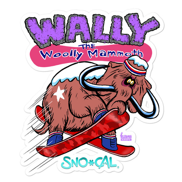 Wally the Woolly Mammoth grab sticker - Sno Cal