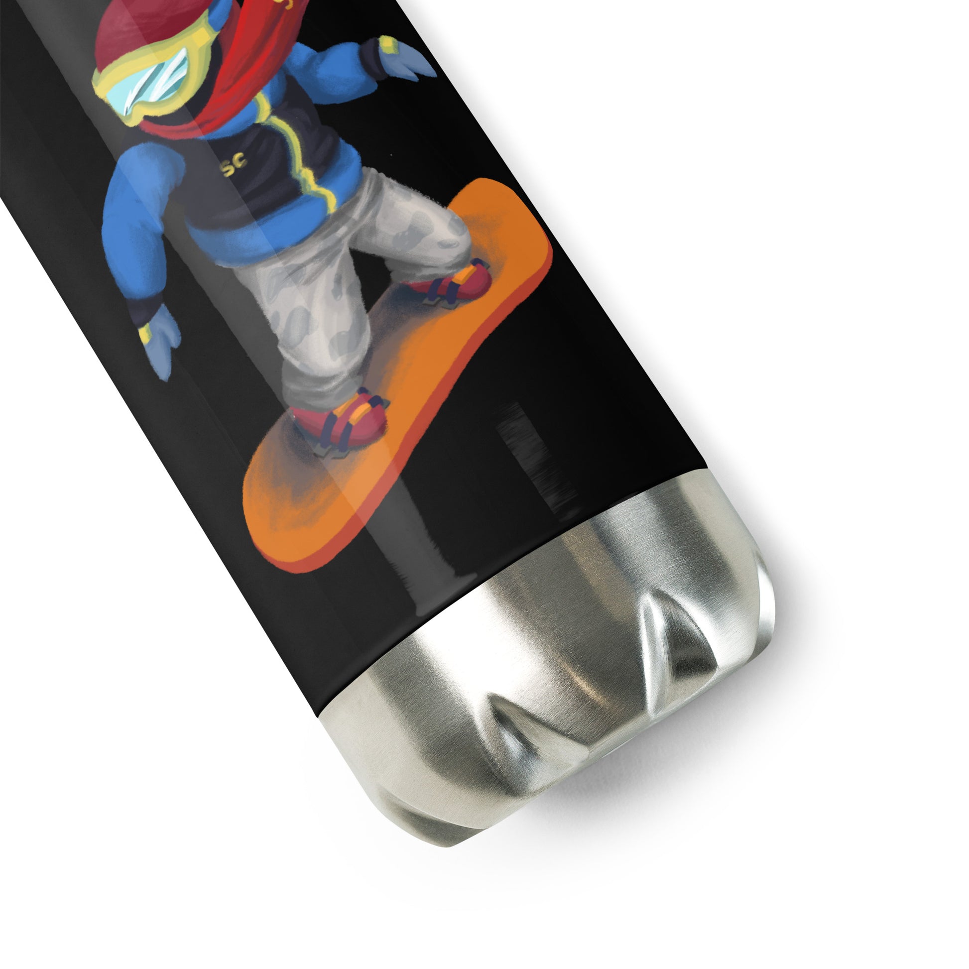 Snowboard emoji Stainless Steel black Water Bottle
