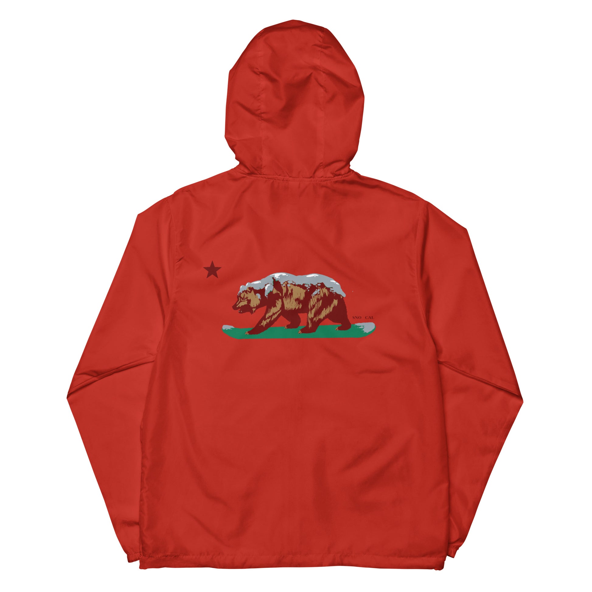 Red California grizzly windbreaker hoodie