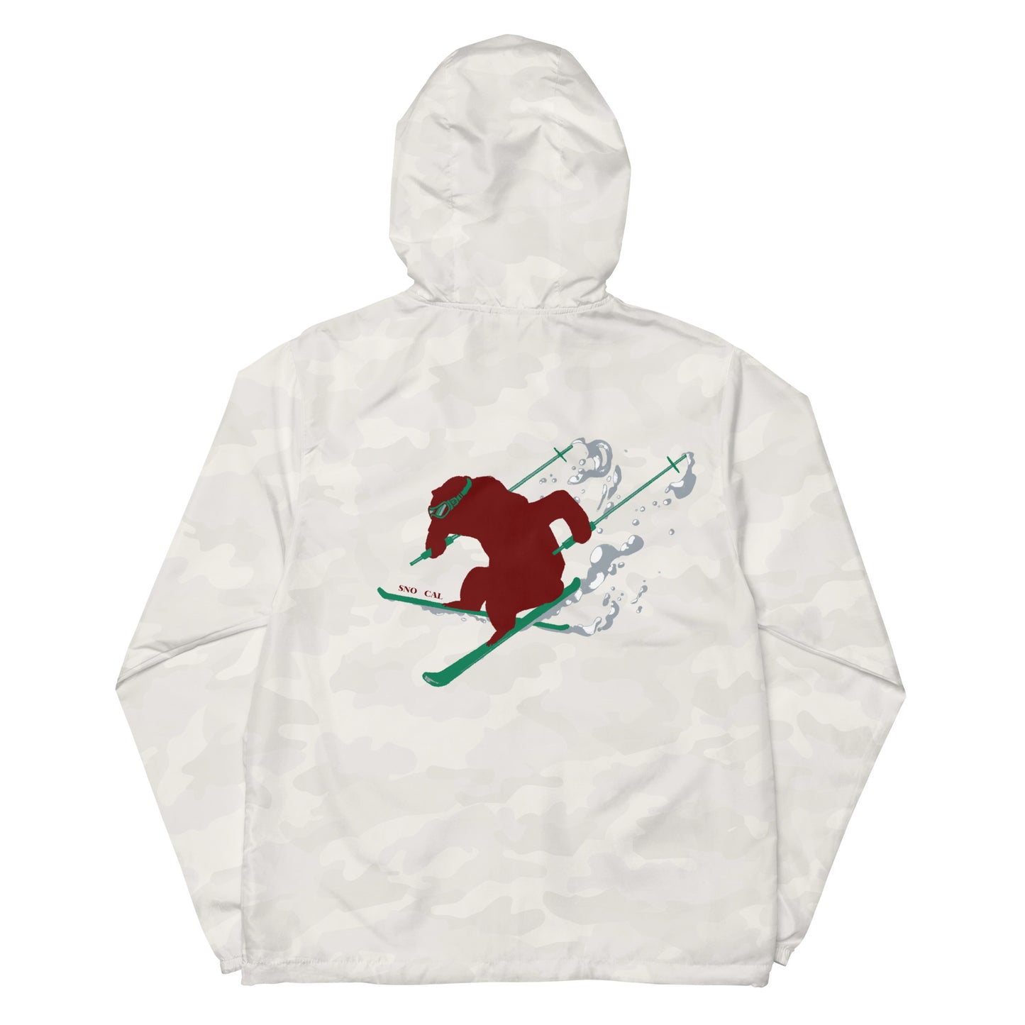 white camouflage lightweight ski CA windbreaker