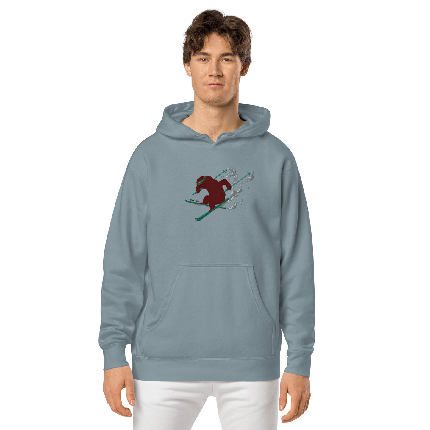 Goldy the Grizzly Skiing pigment-dyed hoodie