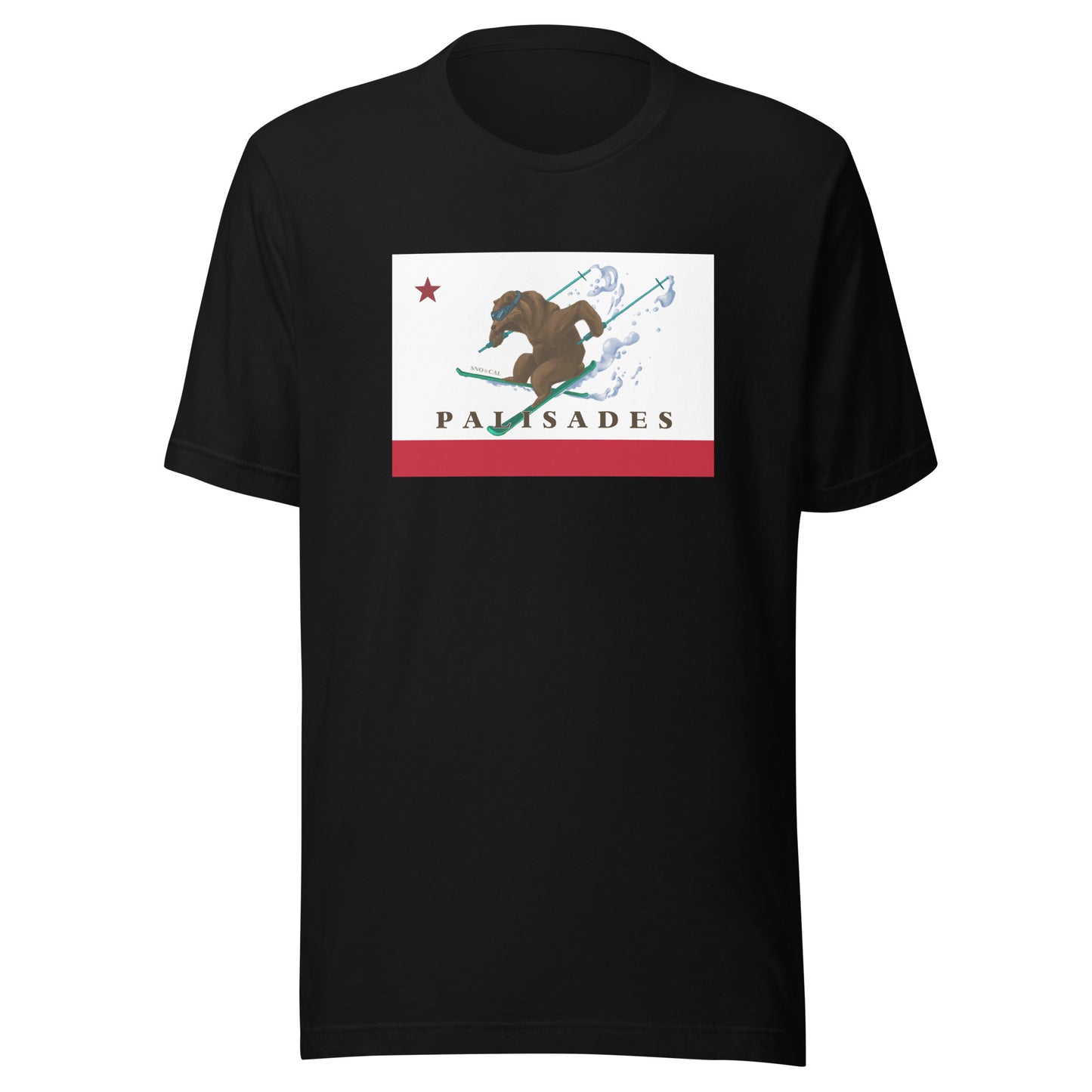 Palisades CA flag ski t-shirt