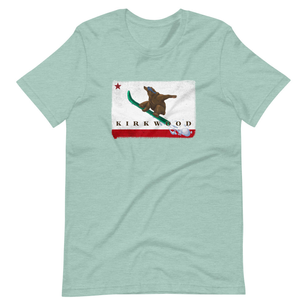 Kirkwood CA Flag Grizzly Sending It Shirt - Sno Cal