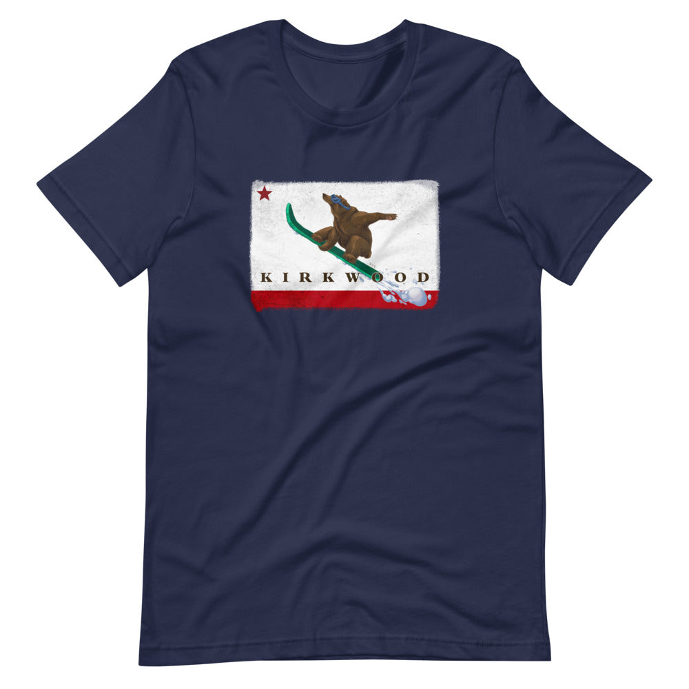 Kirkwood CA Flag Grizzly Sending It Shirt - Sno Cal