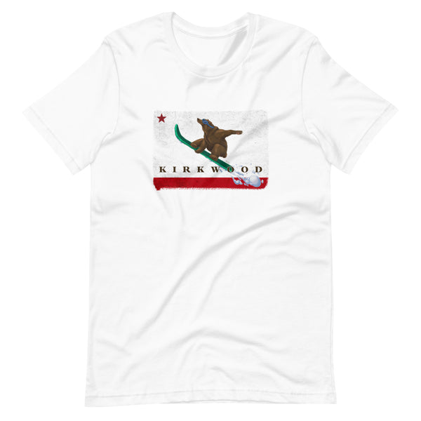 Kirkwood CA Flag Grizzly Sending It Shirt - Sno Cal