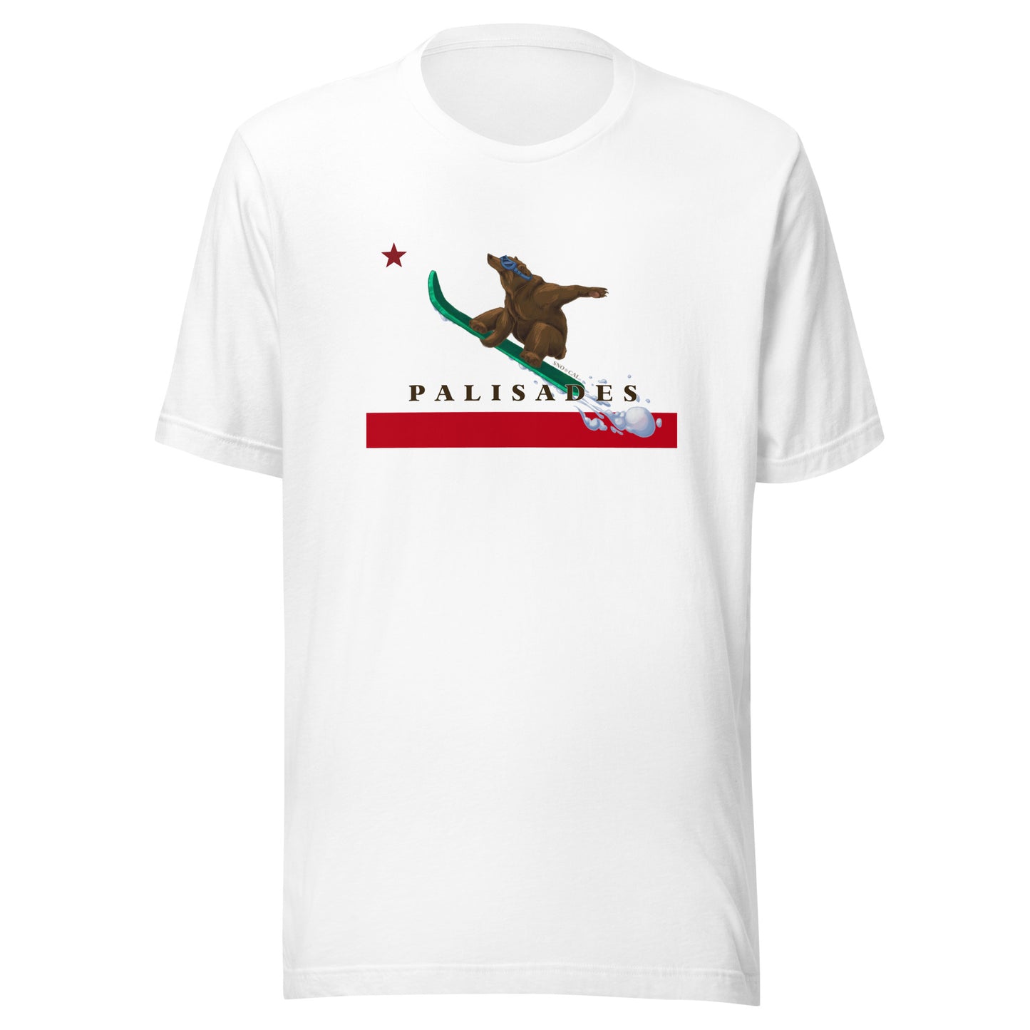 Palisades CA Flag Snowboard t-shirt