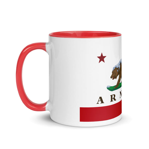 CA Flag Arnold Mug (red handle & inside)