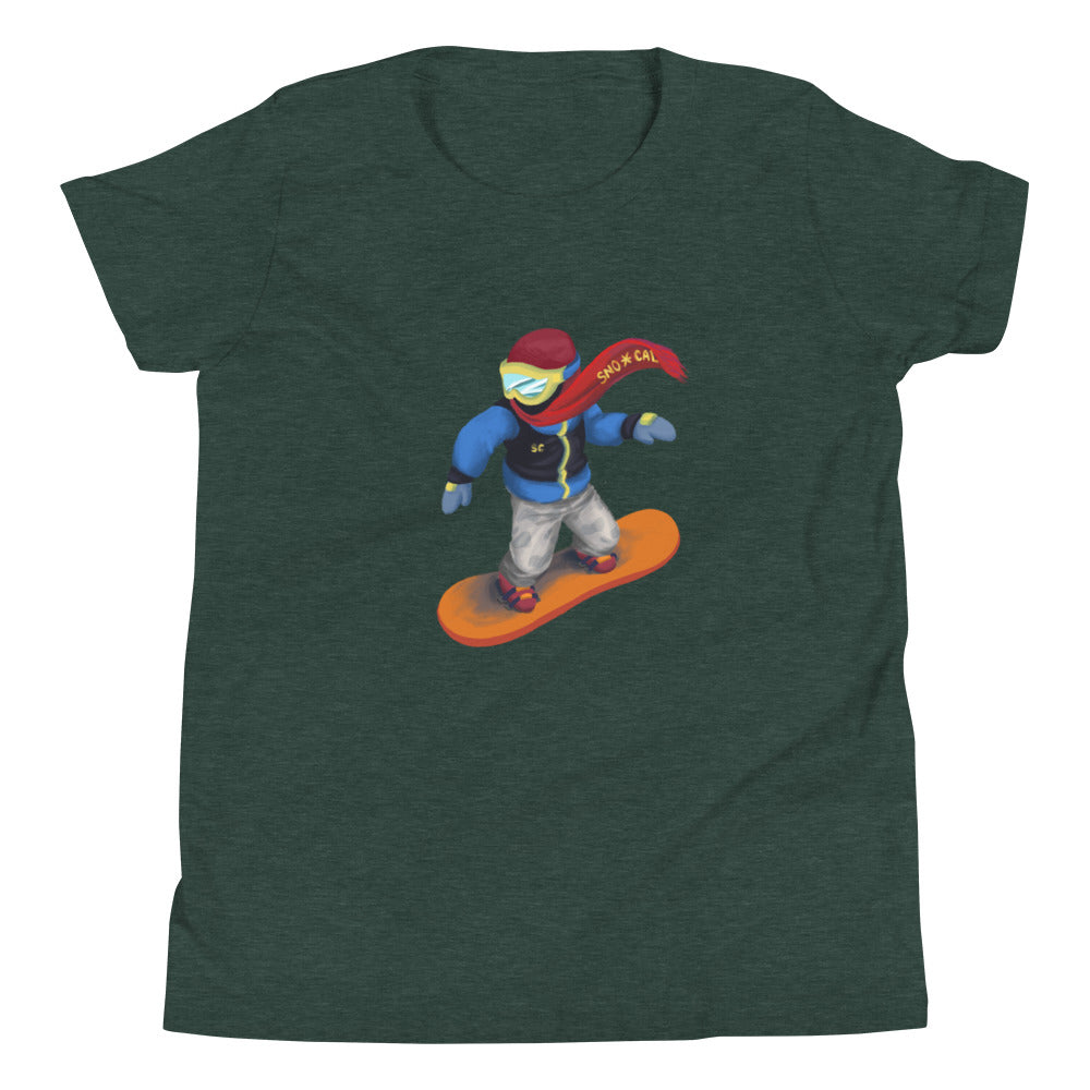 kids green snowboarding emoji shirt